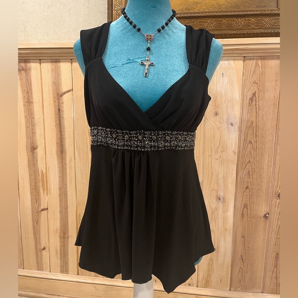 White House Black Market | Baby doll style Beaded Blouse |